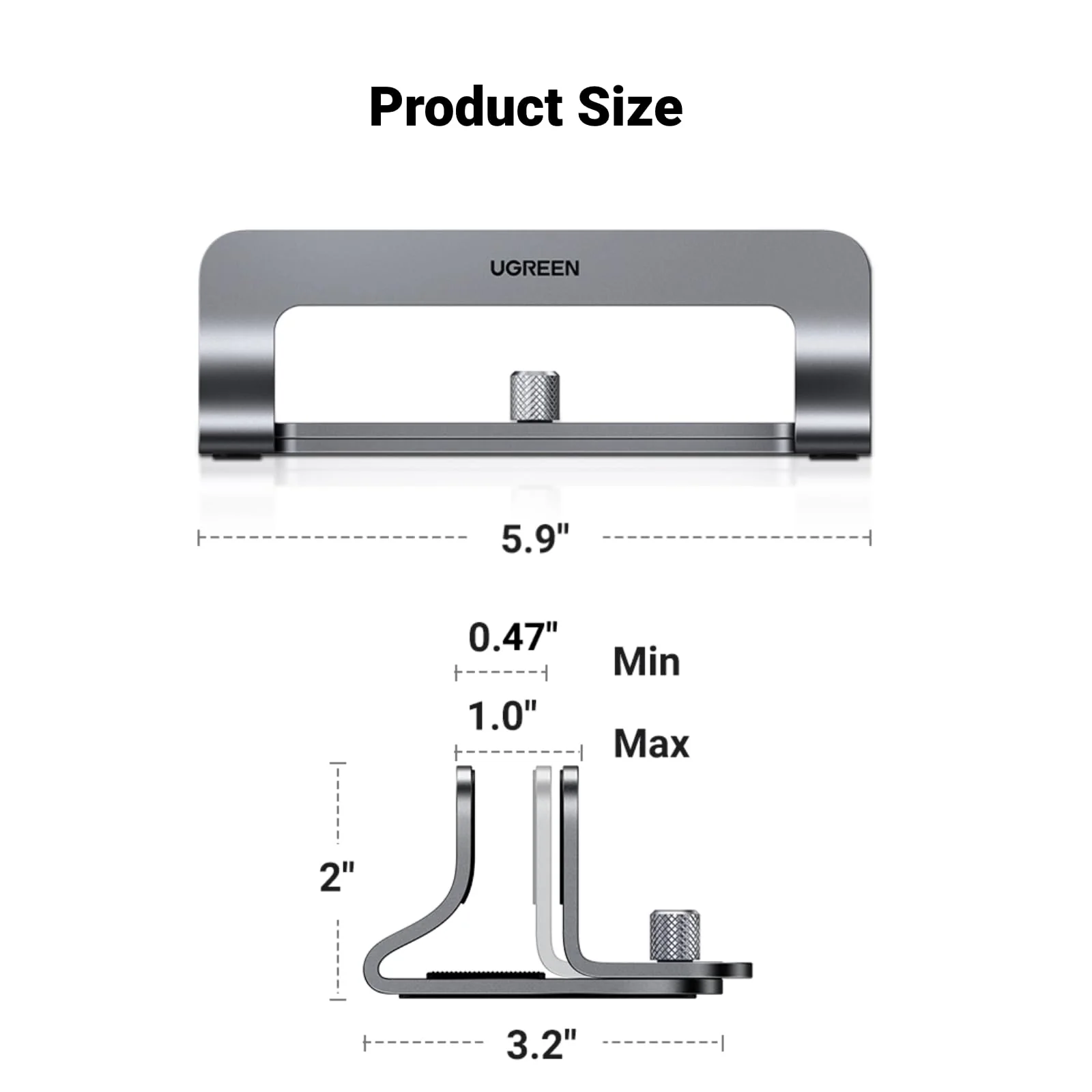 UGREEN Aluminium Verticale Laptop Standaard Verstelbare Bureau Laptop Stand - Image 7