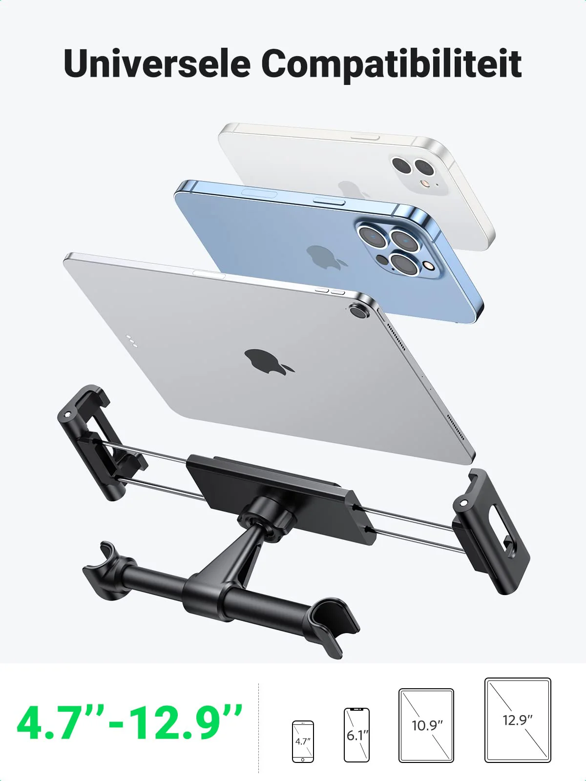 UGREEN Auto Tablet Houder Hoofdsteun 360° Rotatie - Image 6