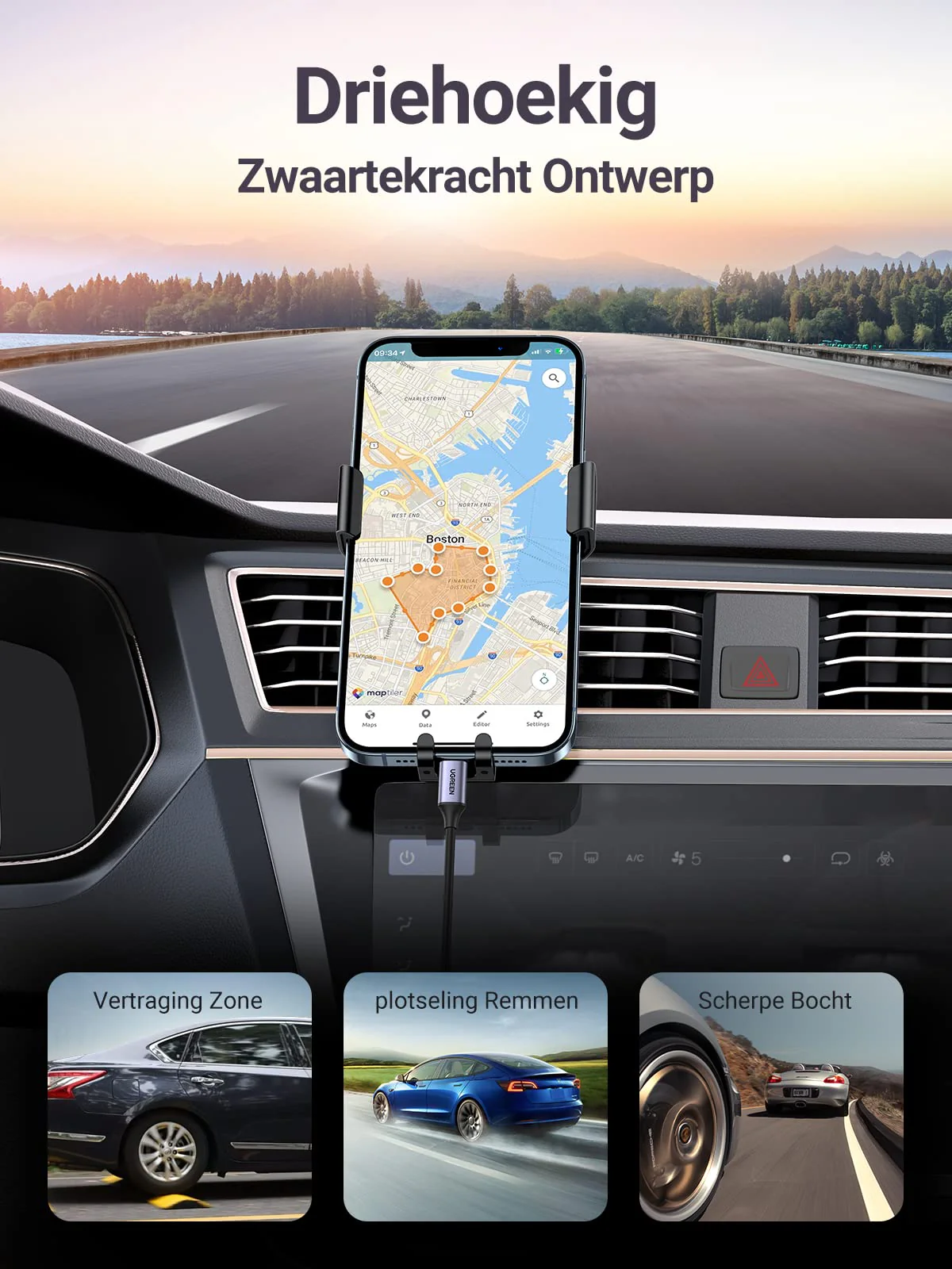 UGREEN Auto Telefoonhouder Air Vent Auto Telefoon Stand Zwaartekrach - Image 4