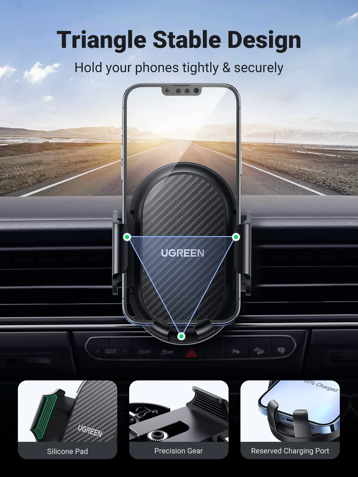 UGREEN Auto Telefoonhouder Ontluchter 360?? Rotatie Auto Houder - Image 8