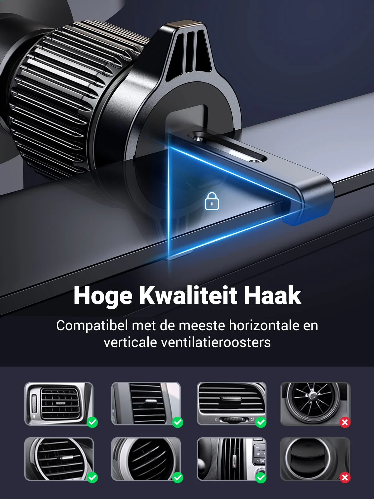 UGREEN Auto Telefoonhouder 2022 Verbeterde Ontluchter Staart Haak Car Phone Holder - Image 5