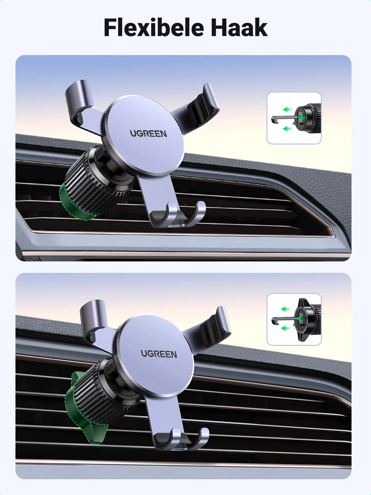 UGREEN Auto Telefoonhouder 2022 Verbeterde Ontluchter Staart Haak Car Phone Holder - Image 6