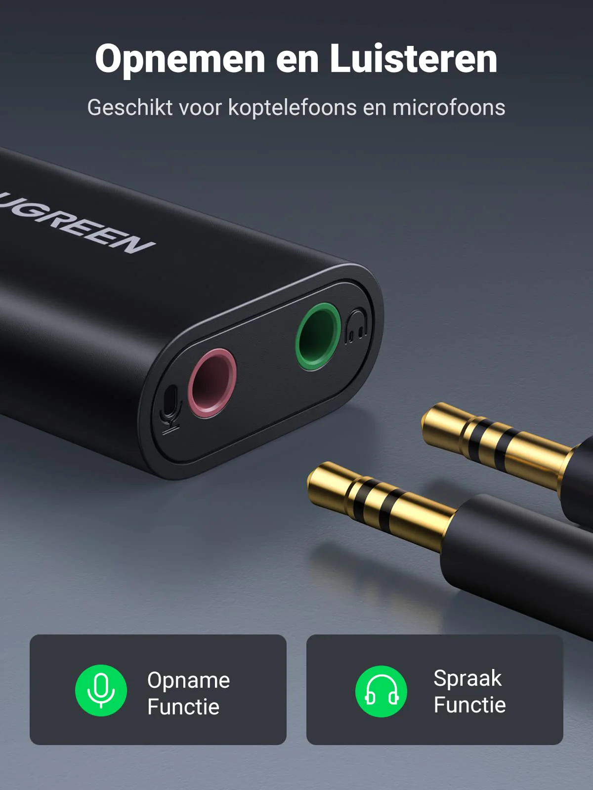 UGREEN Externe Stereo Geluidskaart USB Audio Adapter Plug en Play Sound Card USB Geluidskaart - Image 4
