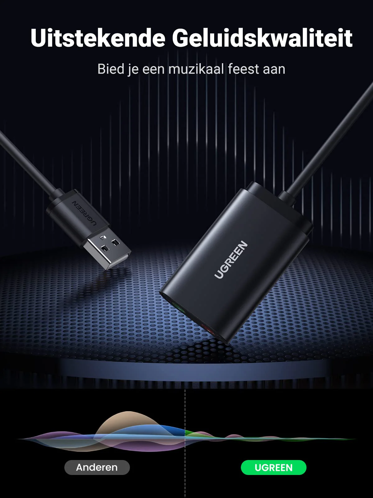 UGREEN Externe Stereo Geluidskaart USB Audio Adapter Plug en Play Sound Card USB Geluidskaart - Image 5
