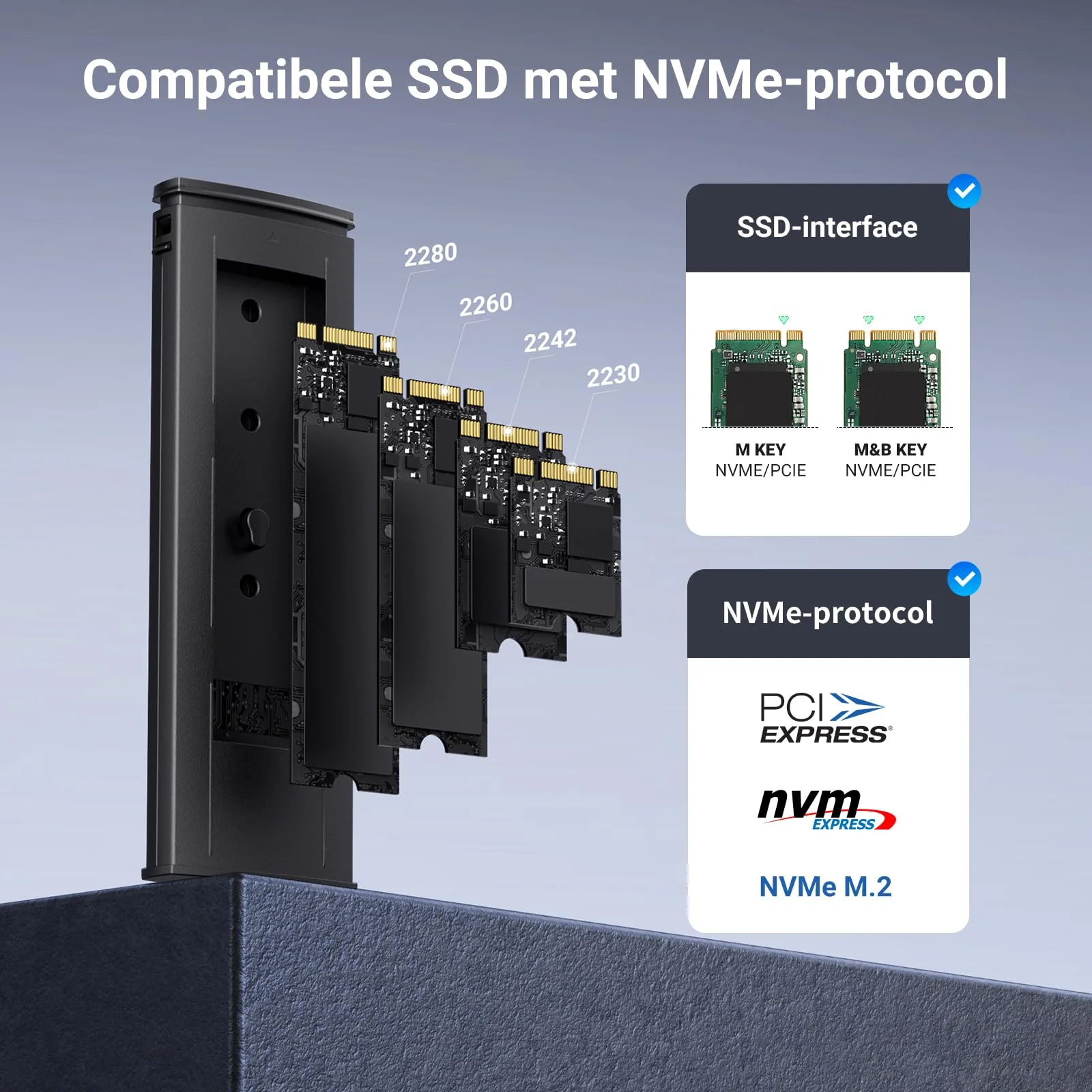 UGREEN M.2 Adapter NVMe SSD Harde Schijf Behuizing USB C 3.2 Gen 2 10Gbps UASP met USB A naar C en USB C naar C Kabels - Image 3