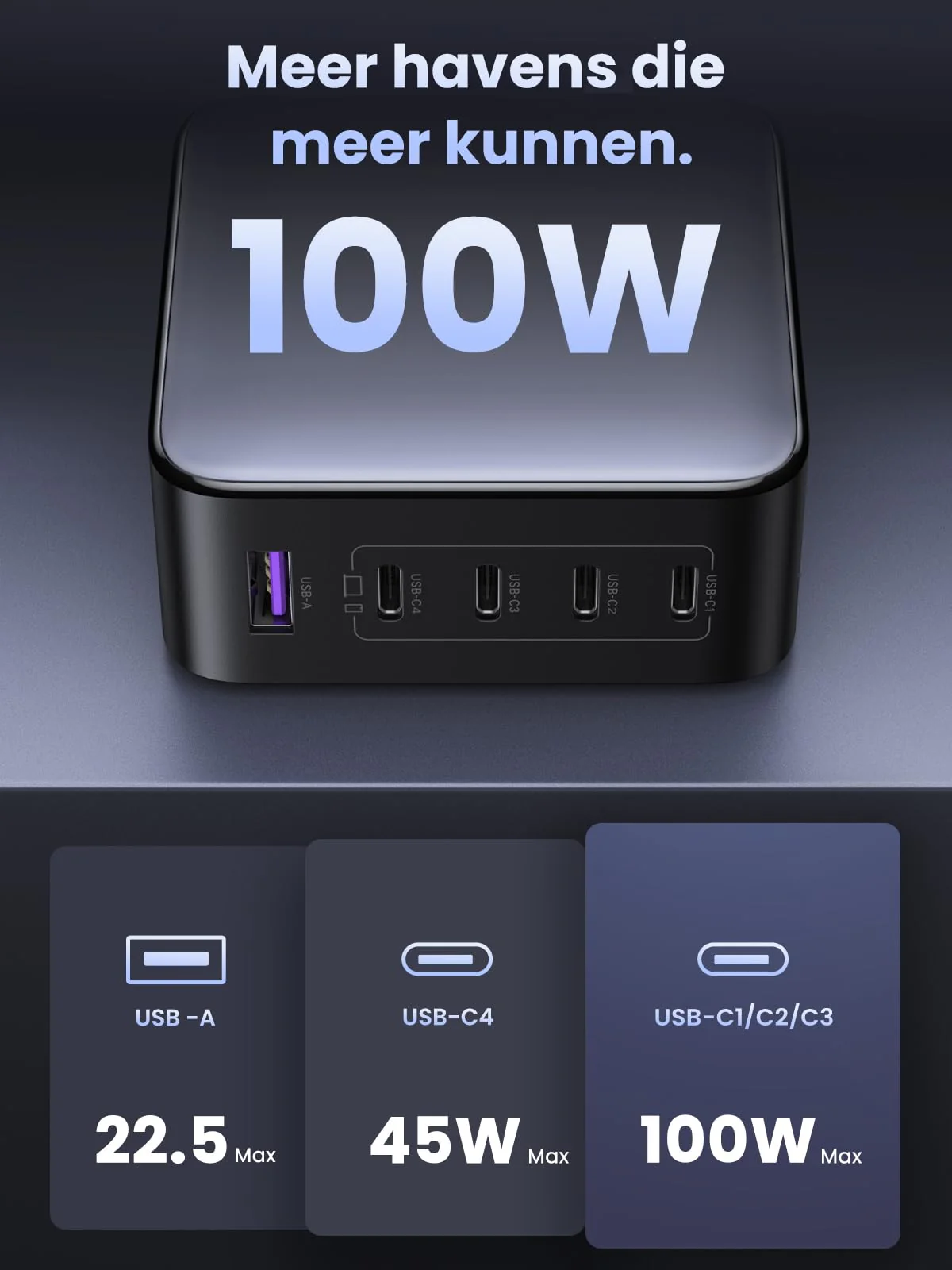 UGREEN Nexode 100W 5-Port GaN Oplader - Image 5