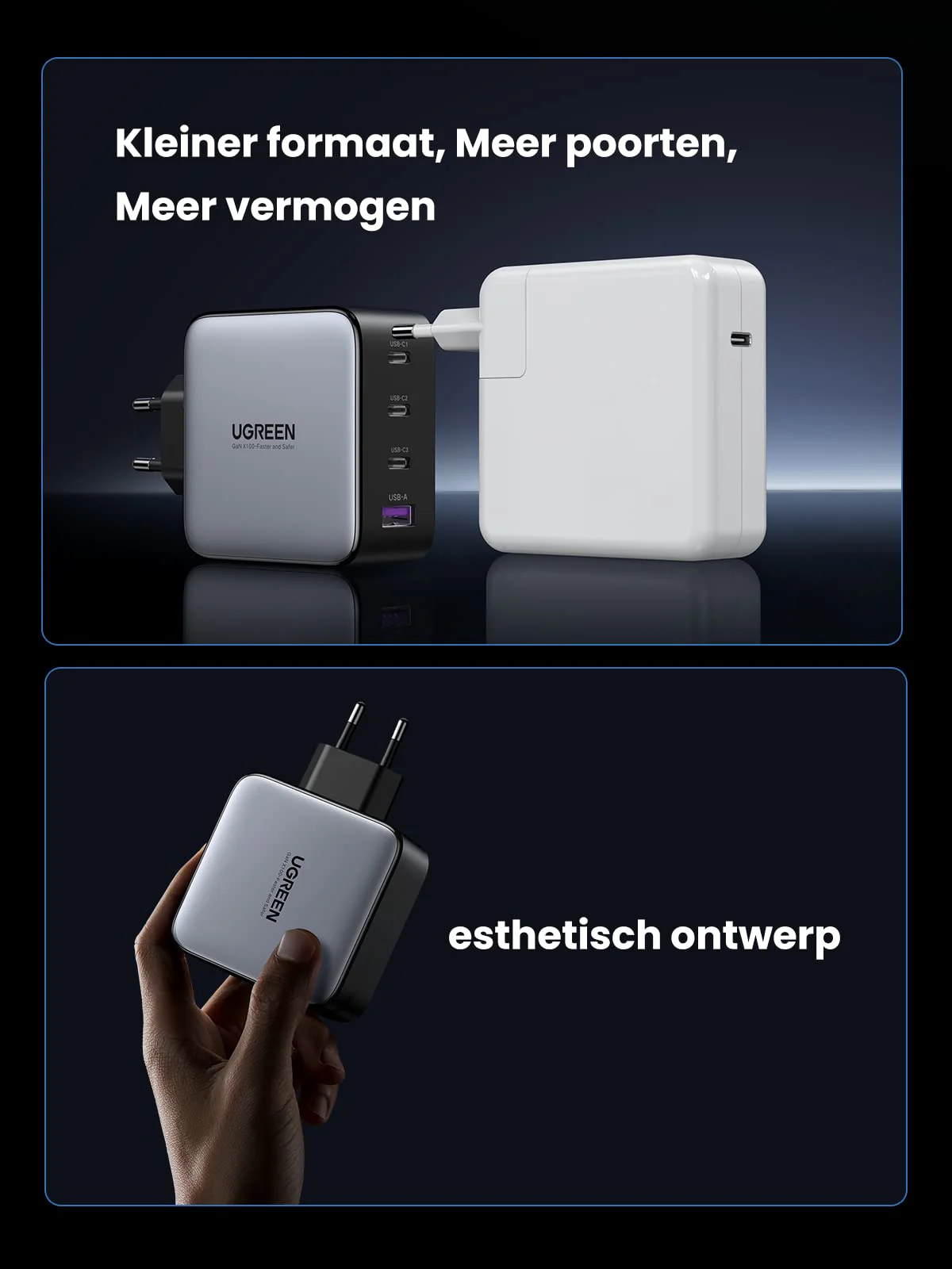 UGREEN Nexode GaN Oplader 100W USB-C Voeding met 4 Poorten - Image 6