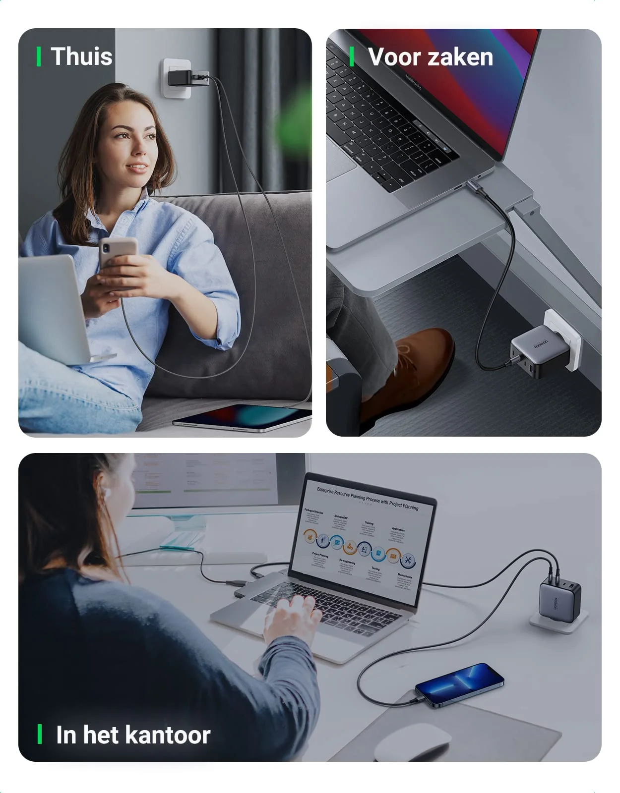 UGREEN Nexode GaN Oplader 100W USB-C Voeding met 4 Poorten - Image 8