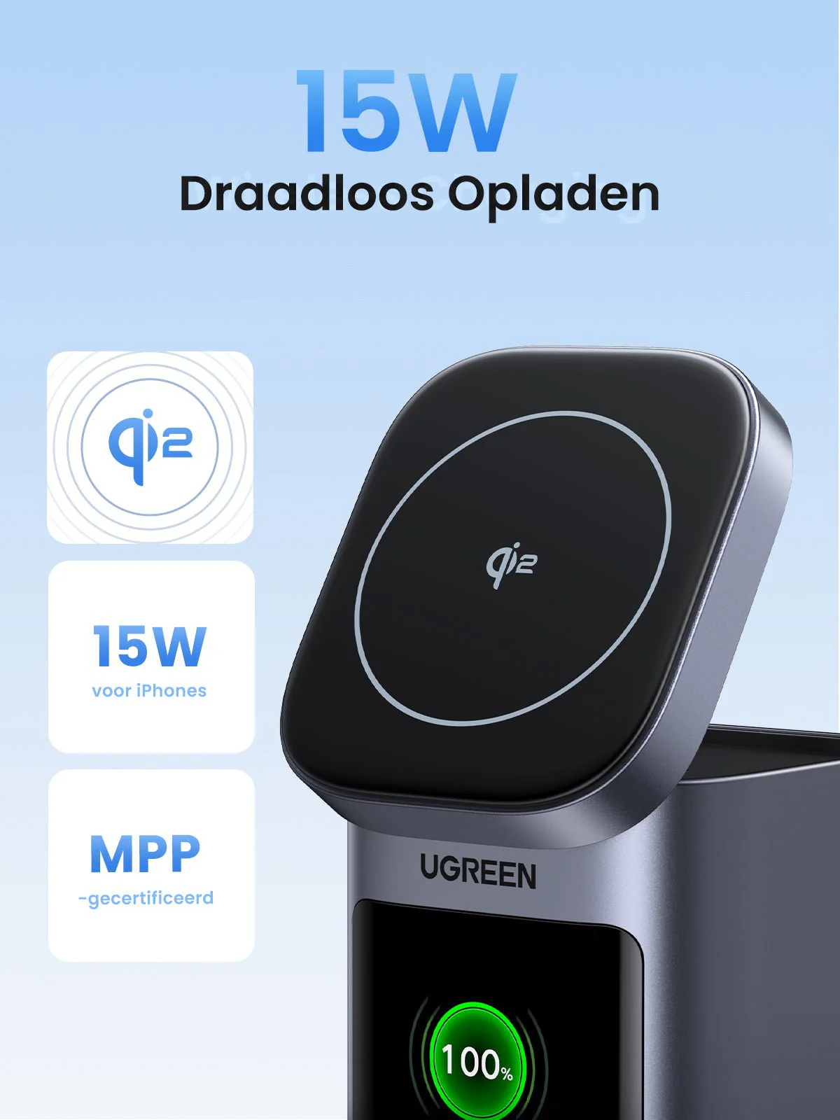 UGREEN Nexode Power Bank 20000mAh 145W Max Qi2-certificering, 15W draadloos snel opladen - Image 3
