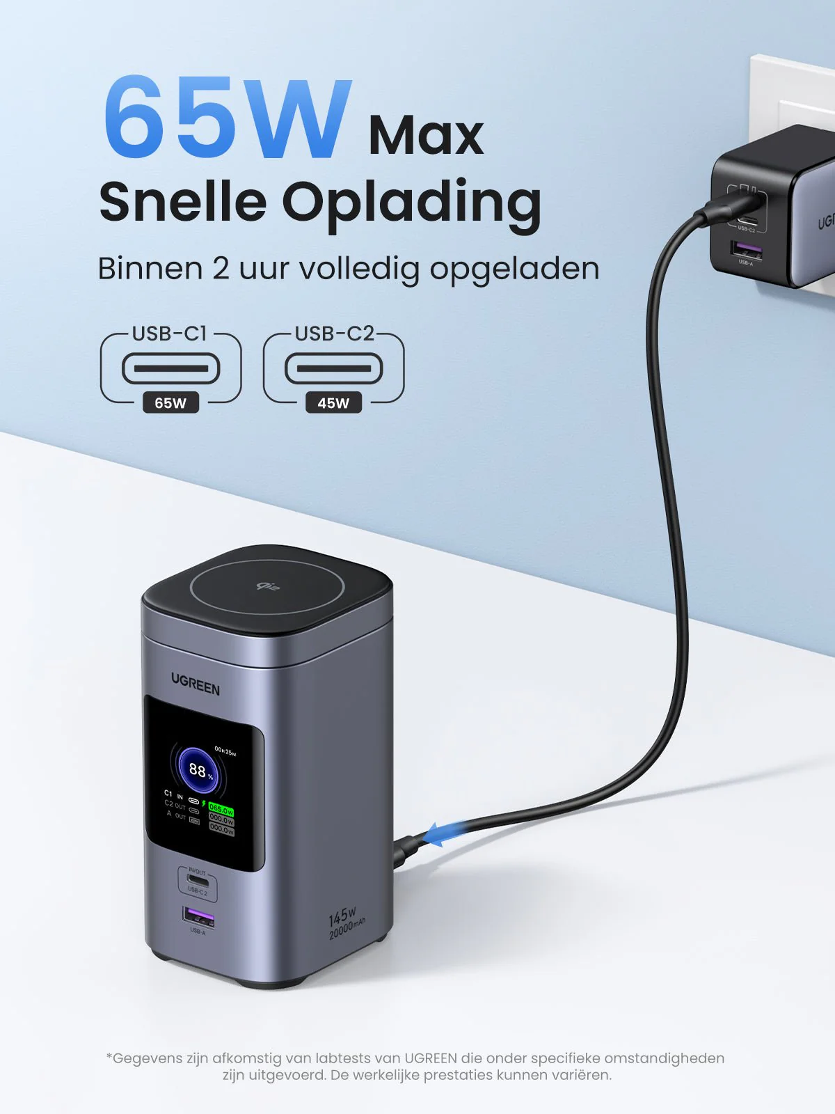 UGREEN Nexode Power Bank 20000mAh 145W Max Qi2-certificering, 15W draadloos snel opladen - Image 8