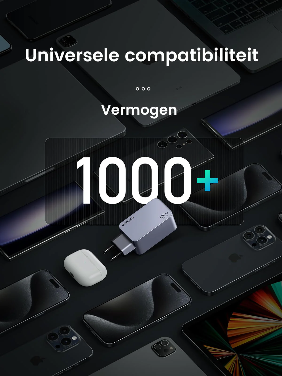 UGREEN Nexode Pro 100W Oplader GaN USB C 3-poorts snellader - Image 9