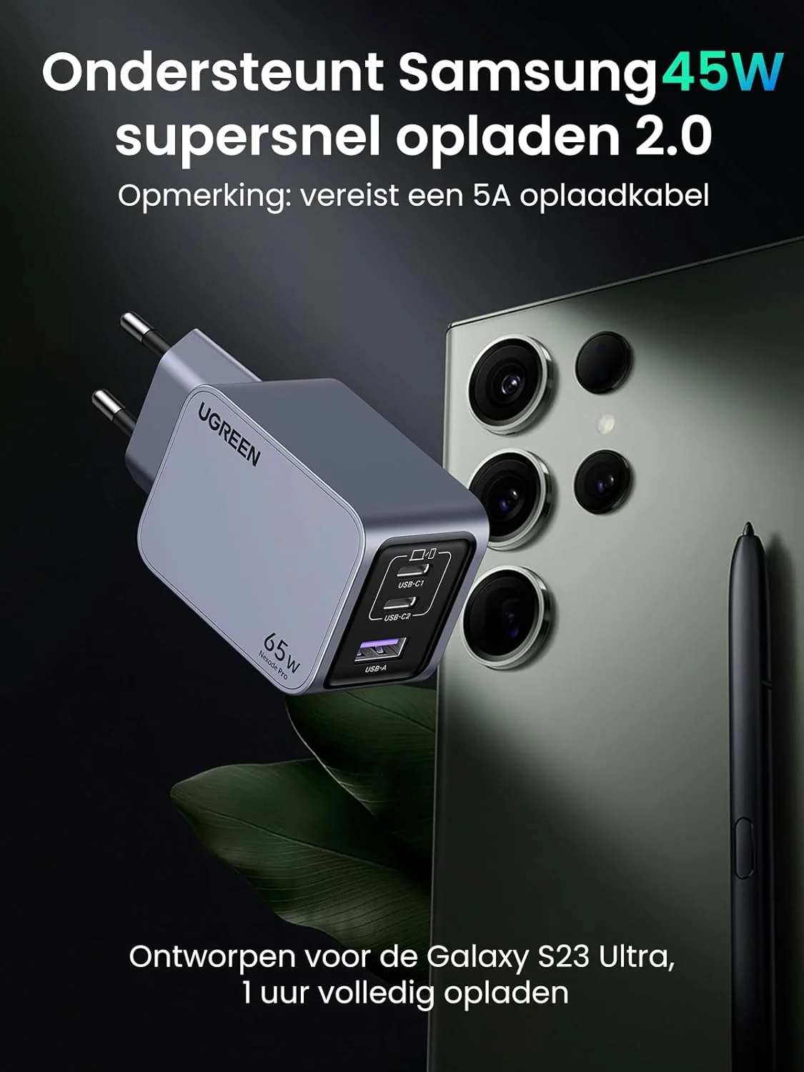 UGREEN Nexode Pro 65W 3-poorts GaN Oplader - Image 7