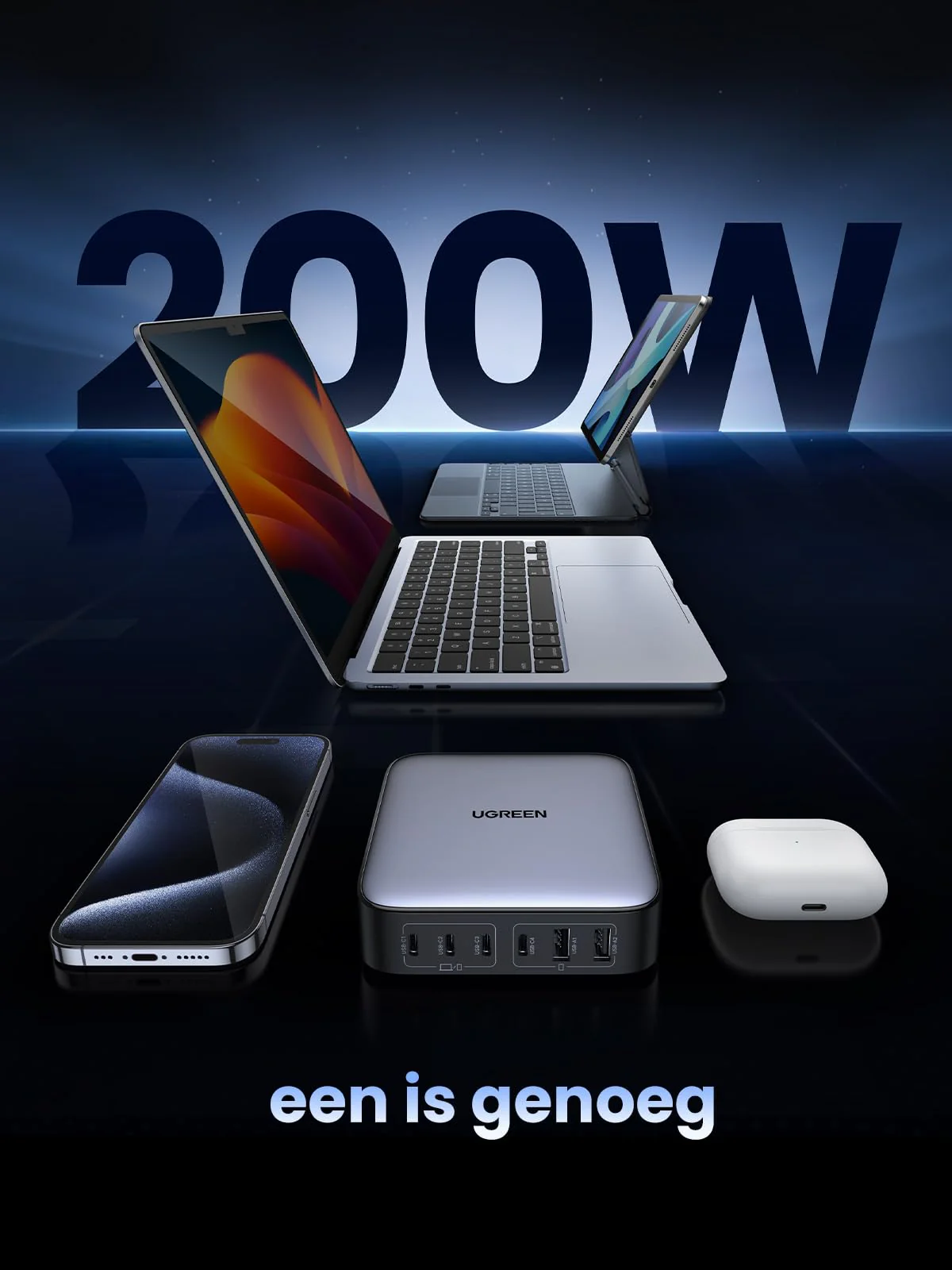 UGREEN Nexode 200W USB C GaN Oplader met 6 poorten - Image 8