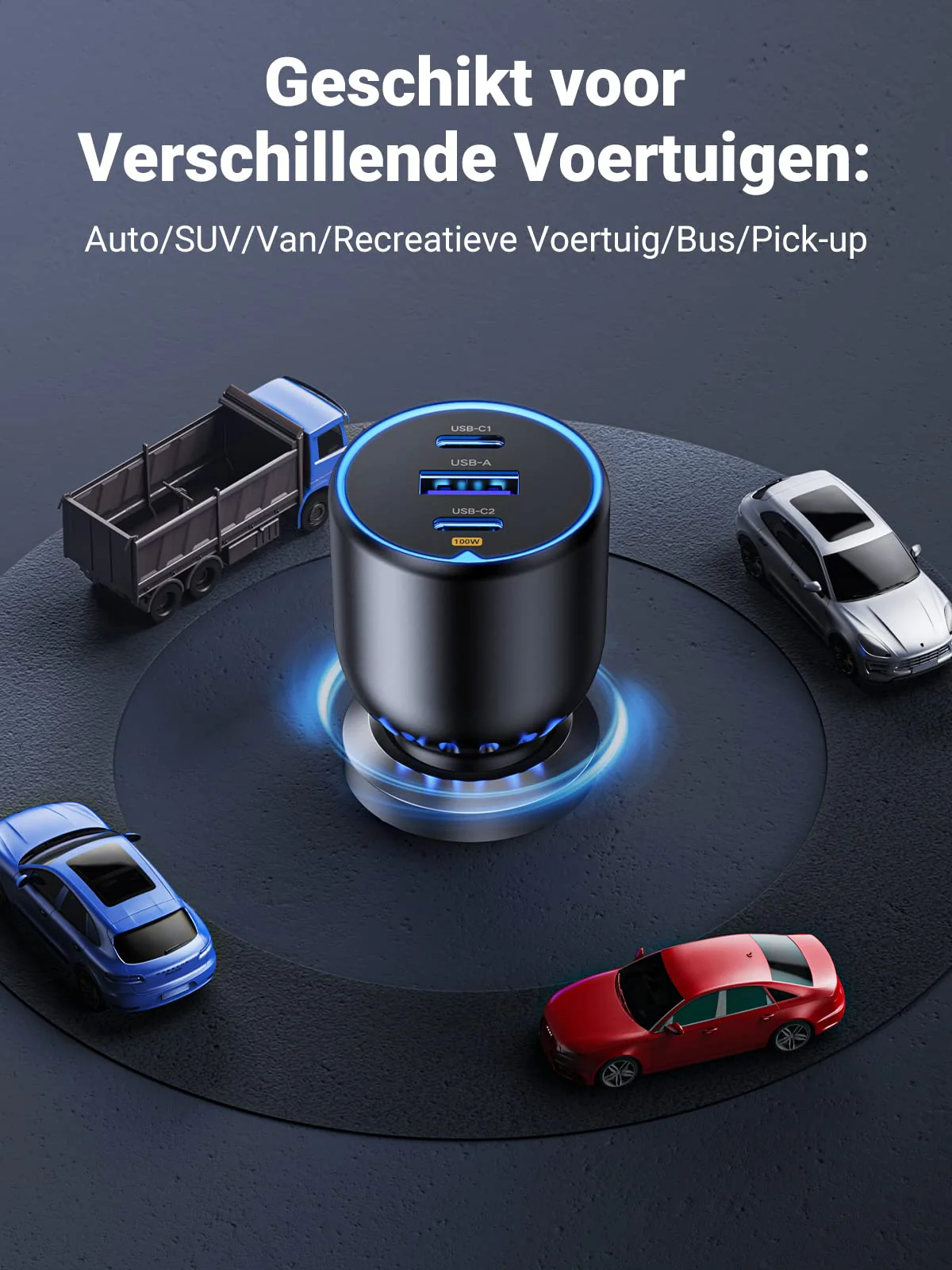 UGREEN 130W USB C Autolader, 3-poorts Sigarettenaansteker - Image 7