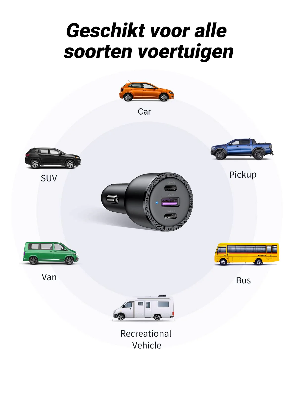 UGREEN 69W USB C Autolader, 3-poorts Sigarettenaansteker - Image 5