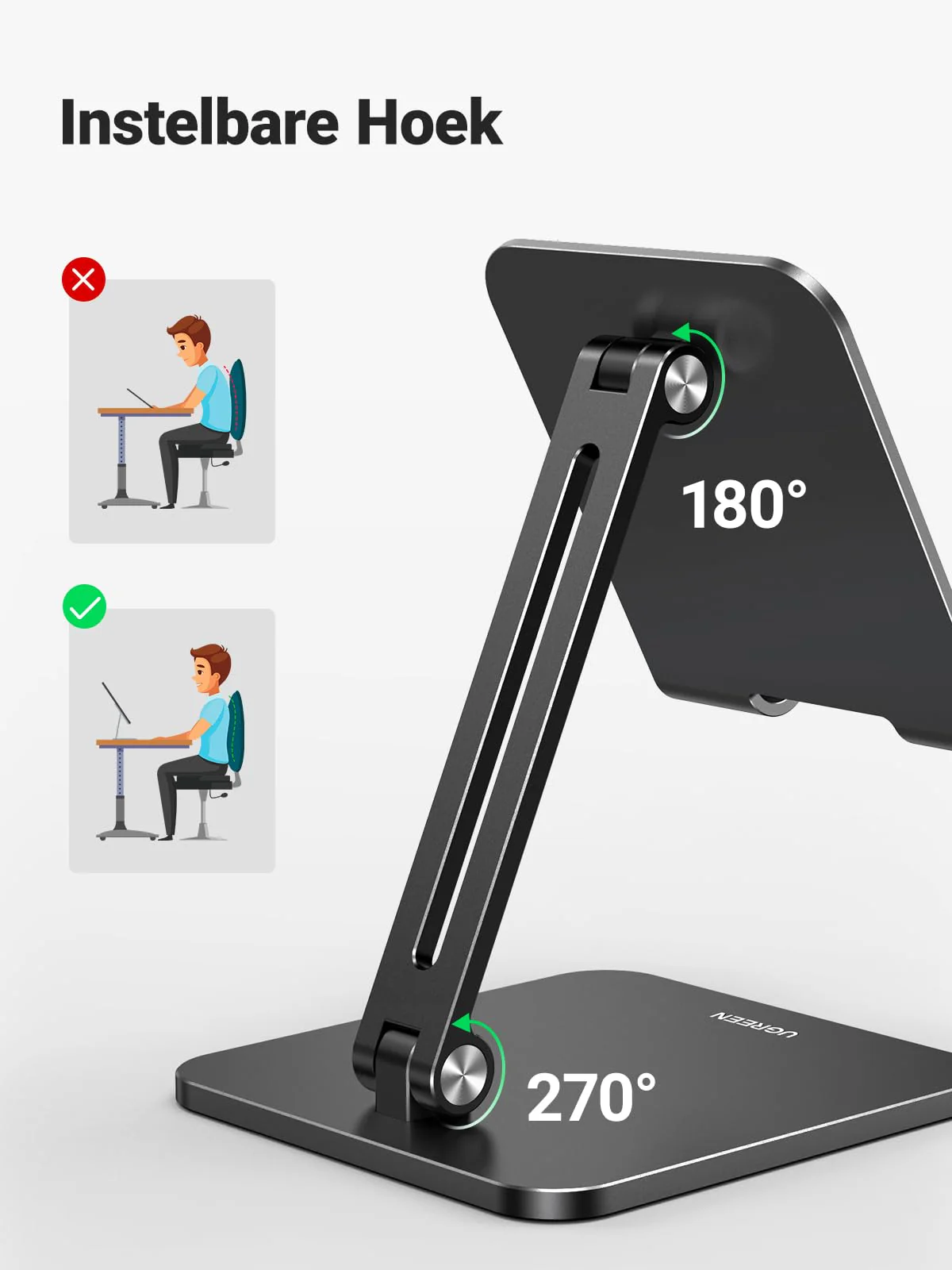 UGREEN Tablet Houder Aluminium Tablet Stand Verstelbare Bureau Tablet Standaard - Image 5