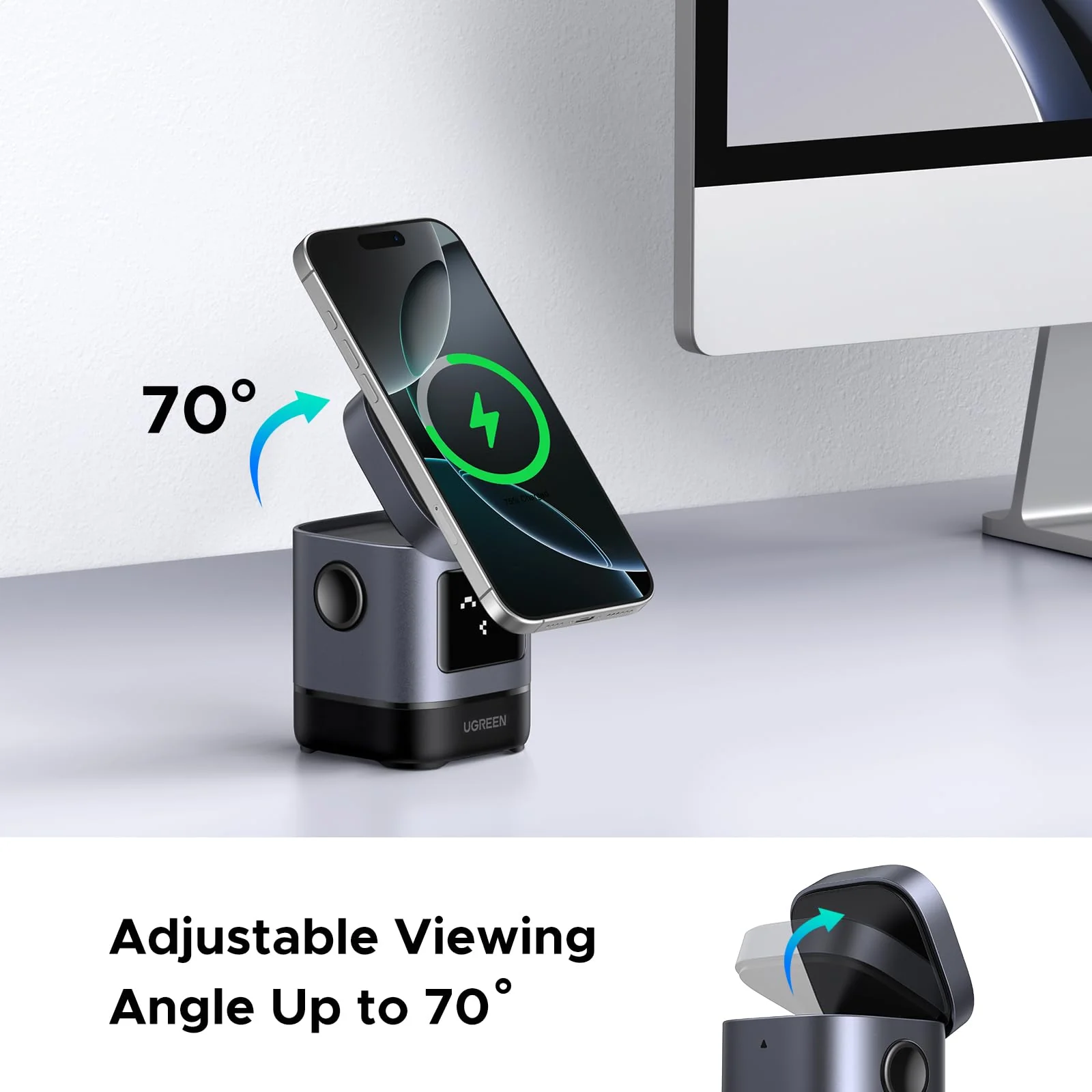 UGREEN Uno 2-in-1 magnetische draadloze oplader 15W - Image 4