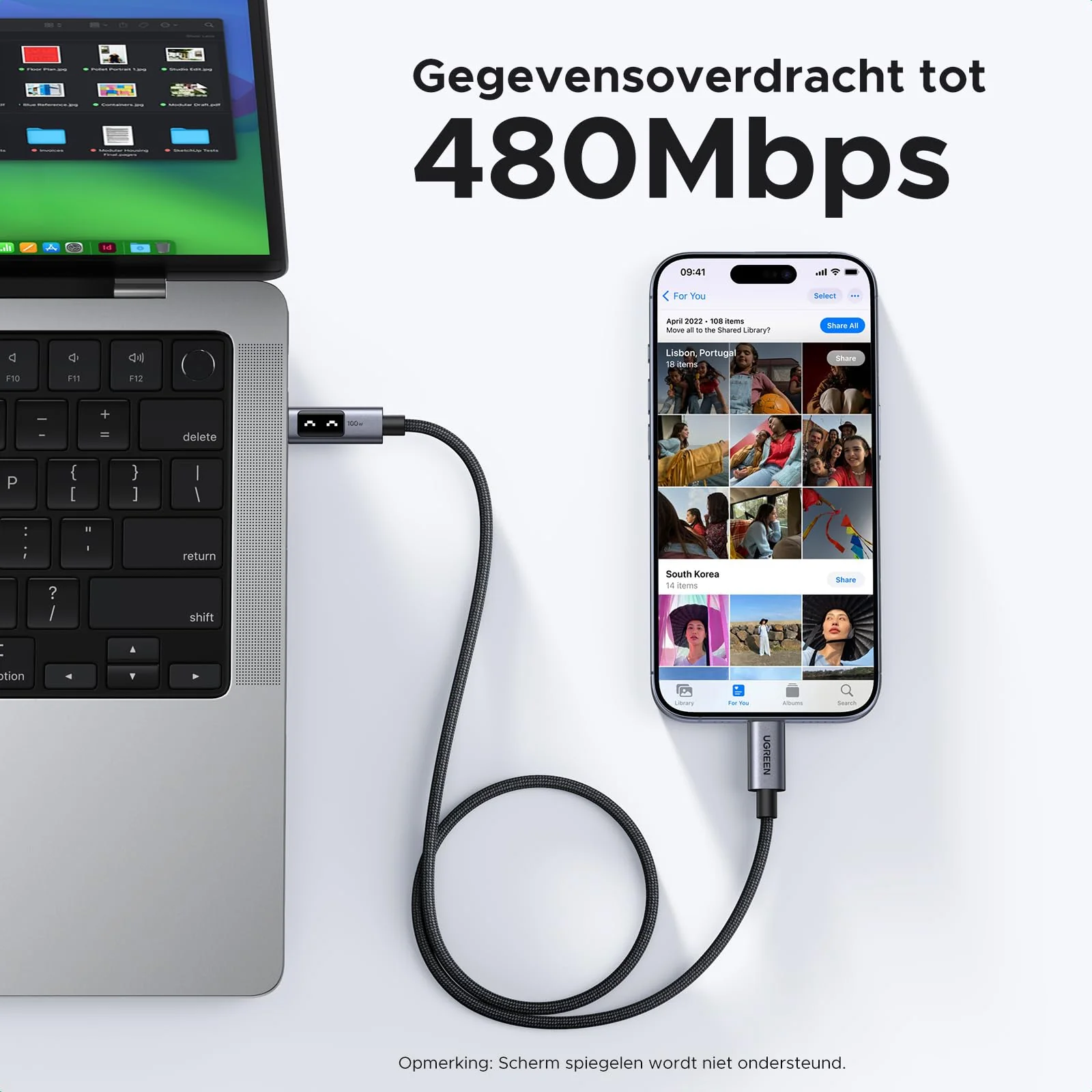 UGREEN Uno USB-C naar USB-C kabel 100W - Image 5