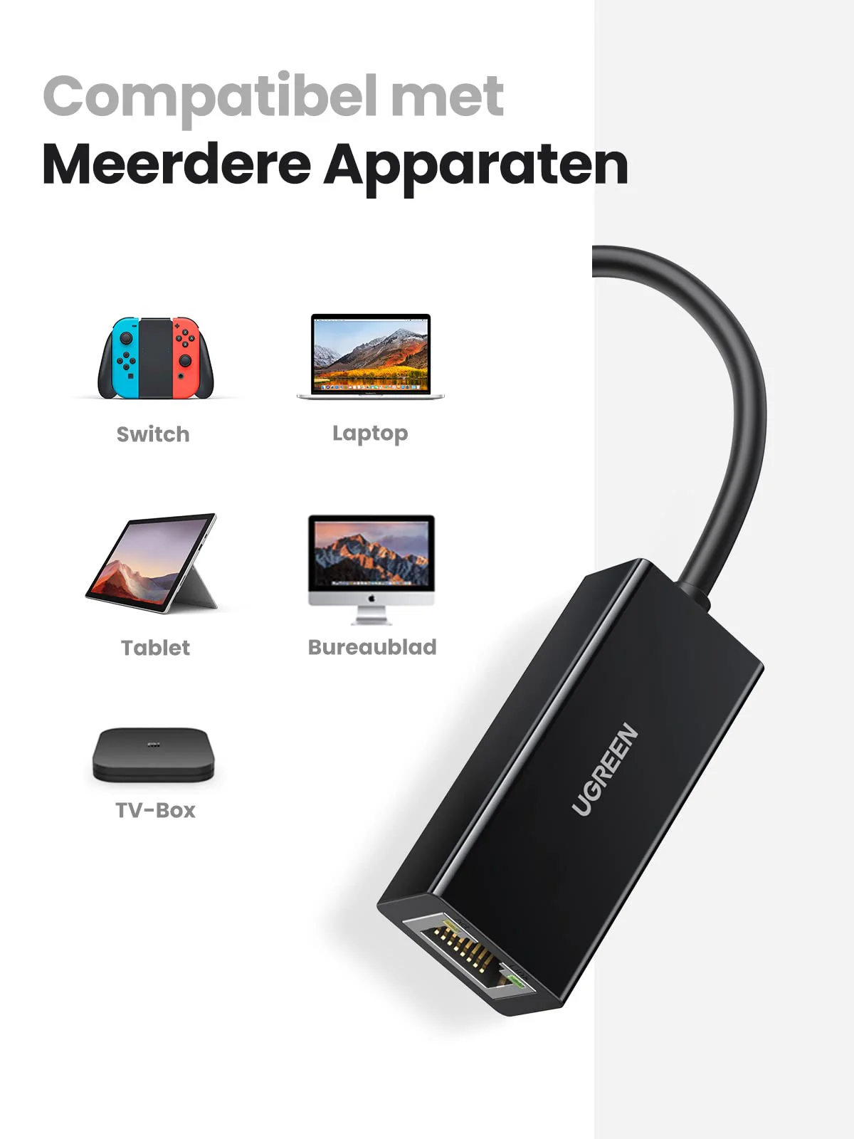 UGREEN USB 2.0 Ethernet Adapter USB 2.0 naar RJ45 Netwerkadapter 100Mbps LAN Adapter - Image 5