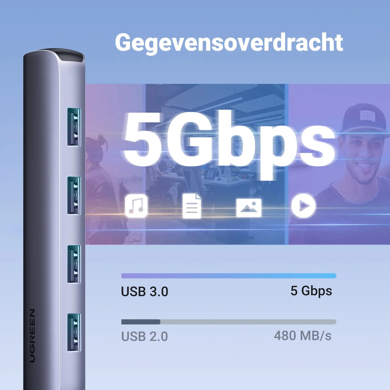 UGREEN 5-in-1 USB C Hub  4K  - Compact en Draagbaar - Image 3