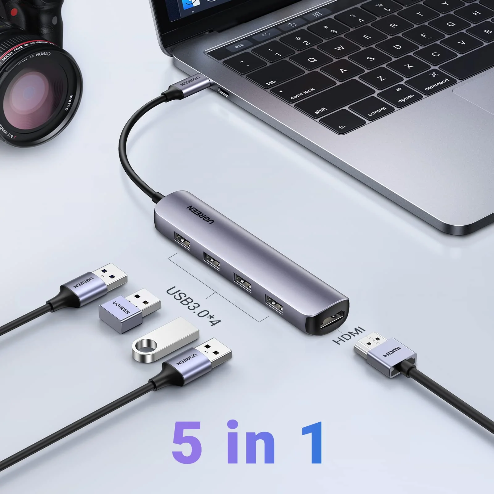 UGREEN 5-in-1 USB C Hub  4K  - Compact en Draagbaar - Image 5