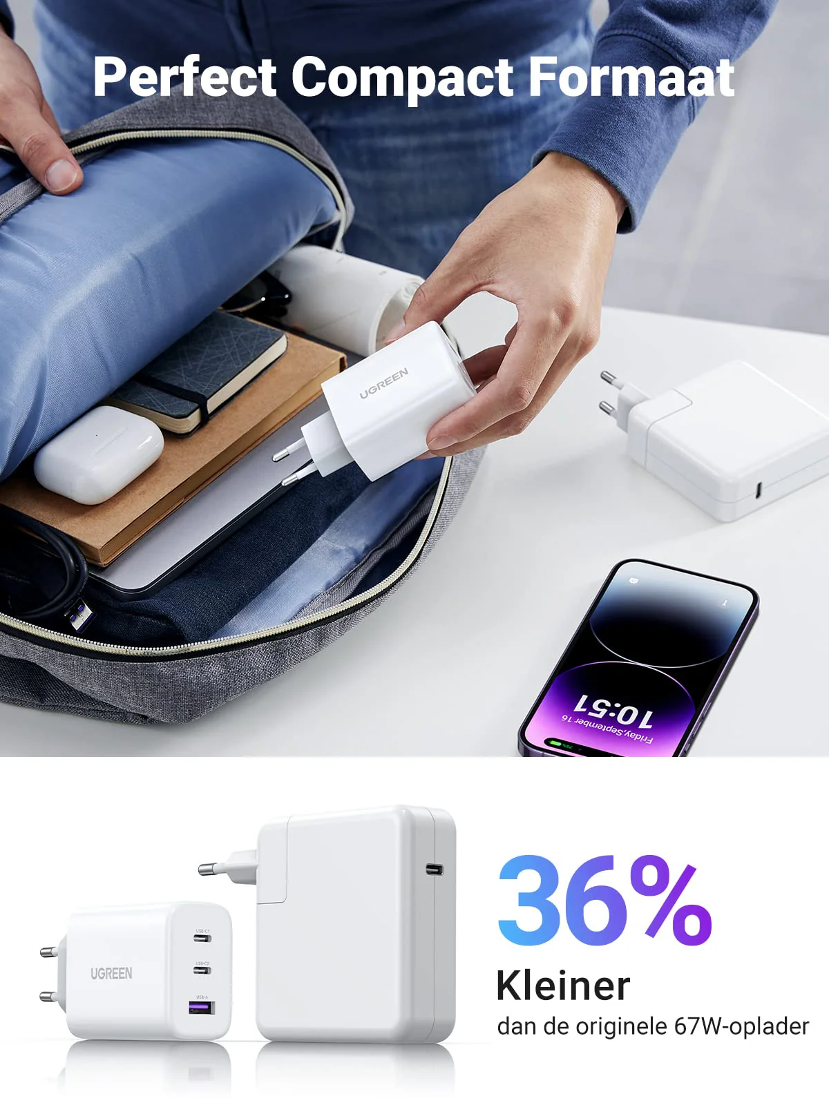 UGREEN USB C oplader 65W USB C Kabel 60W - Image 5