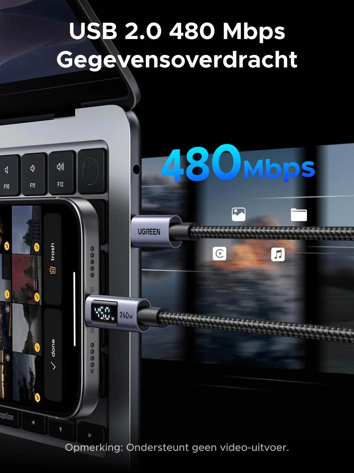 UGREEN USB-C Kabel (240W, 480Mbps, USB 2.0) - Image 4