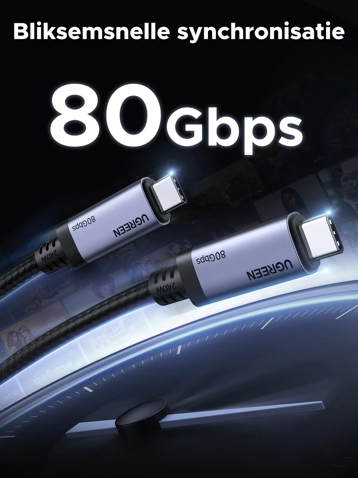 UGREEN USB4 80Gbps Datakabel 1m 16K@60Hz 240W - Image 2