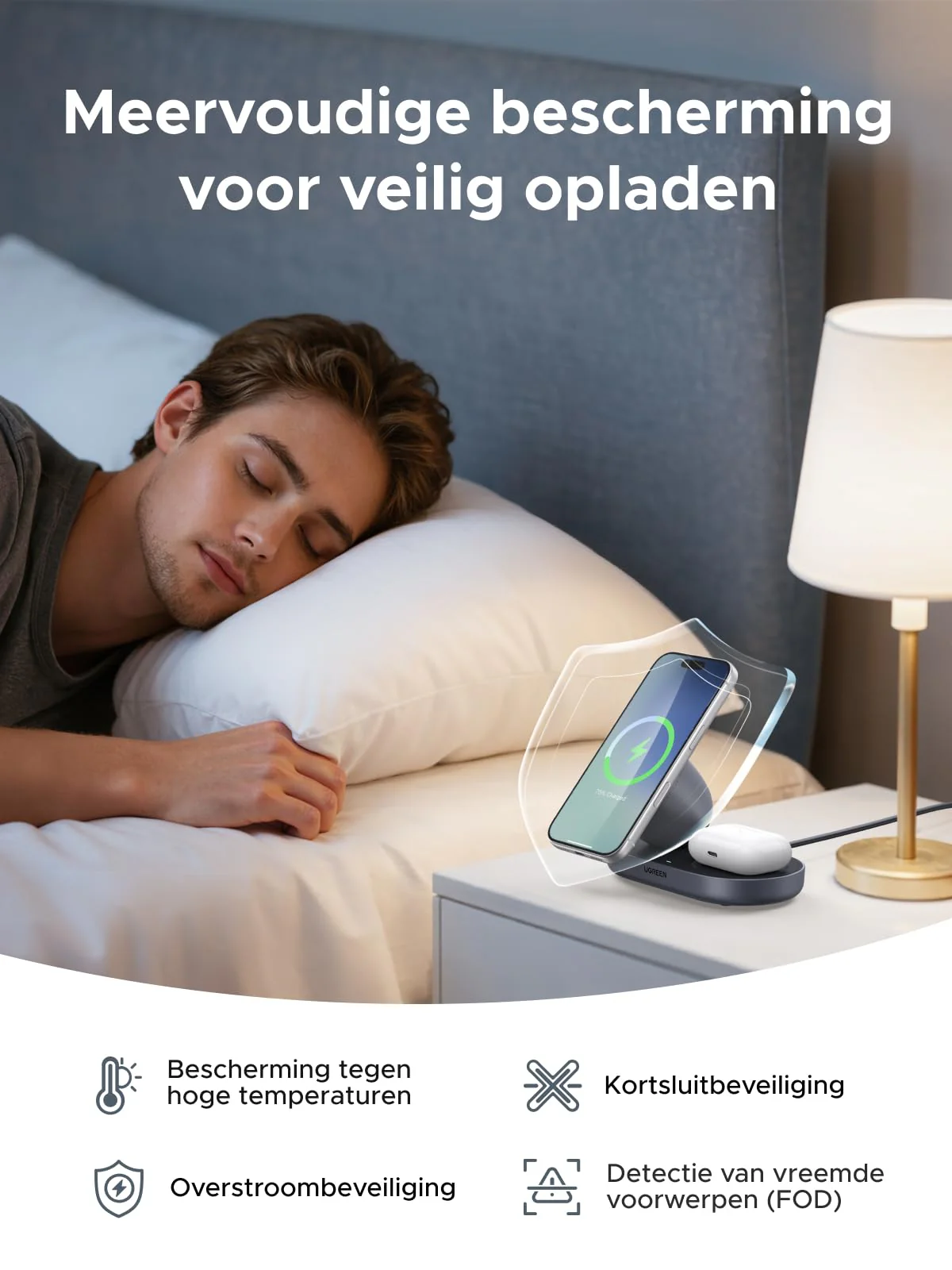UGREEN Zapix Magnetische Draadloze Oplader met Standaard (2-in-1, Qi2 15W) - Image 6